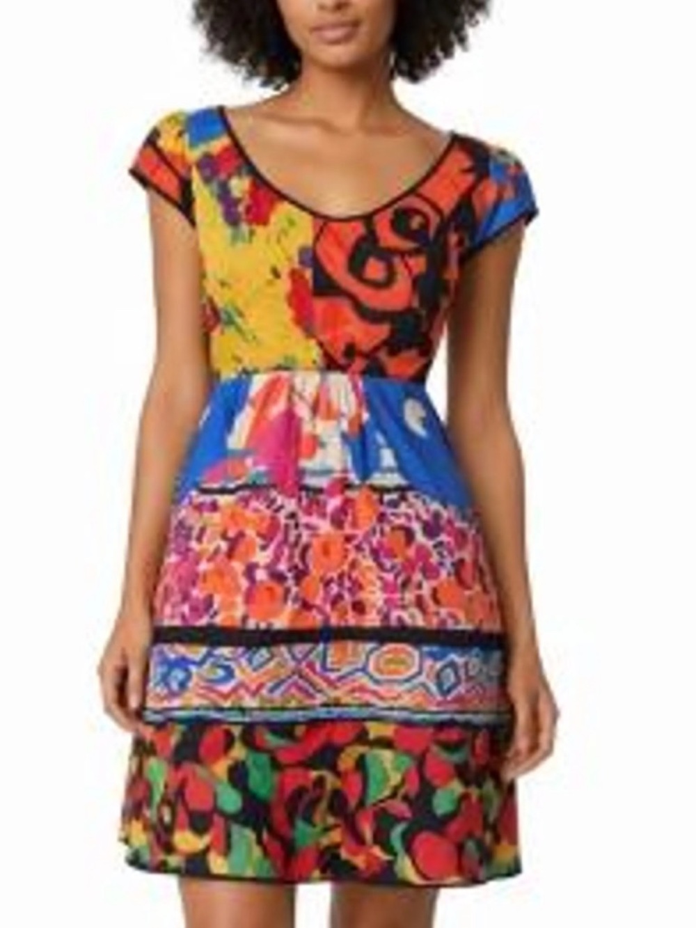 Moulinette Soeurs 100% Silk Multicolored Scoop Neck Dress Size 4